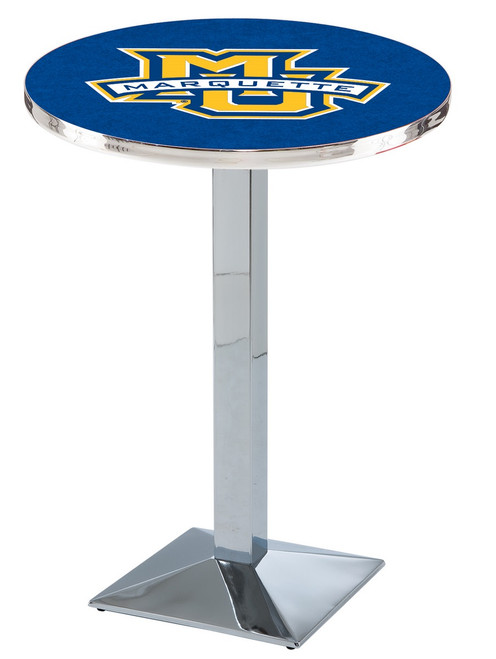 Marquette Golden Eagles Chrome Bar Table with Square Base