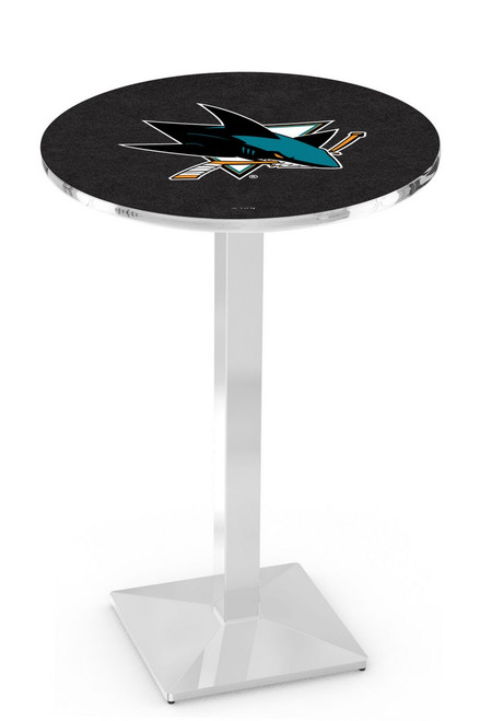 San Jose Sharks Chrome Bar Table with Square Base