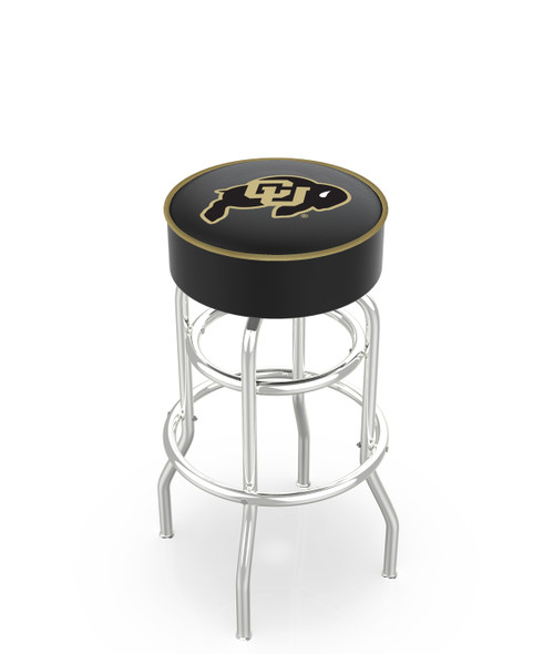 Colorado Buffaloes Double-Ring Chrome Base Swivel Bar Stool