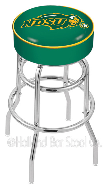 North Dakota State Bison Double-Ring Chrome Base Swivel Bar Stool