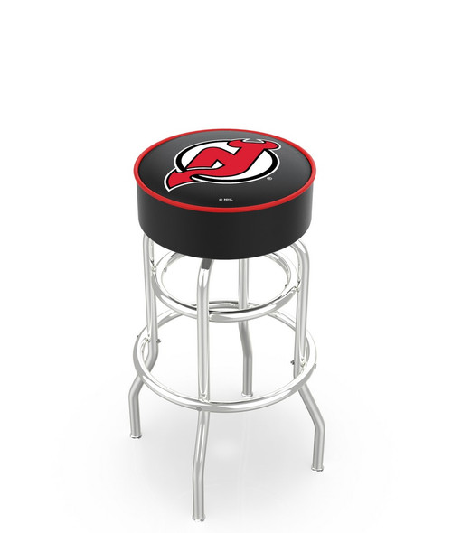 New Jersey Devils Double-Ring Chrome Base Swivel Bar Stool