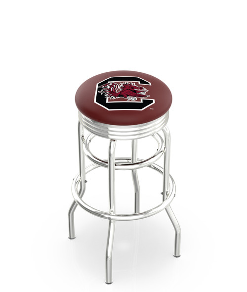 South Carolina Gamecocks Double Ring Swivel Barstool with Ribbed Accent Ring