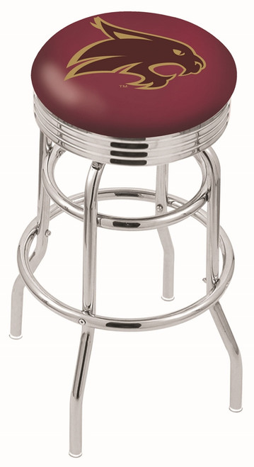 Texas State Bobcats Double Ring Swivel Barstool with Ribbed Accent Ring