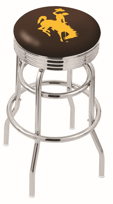 Wyoming Cowboys Double Ring Swivel Barstool with Ribbed Accent Ring