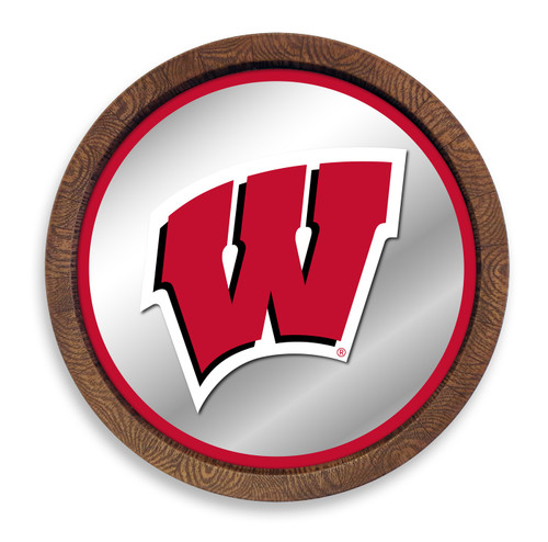 Wisconsin Badgers Barrel Top Mirrored Wall Sign