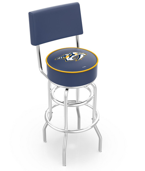 Nashville Predators Chrome Double Ring Swivel Barstool with Back