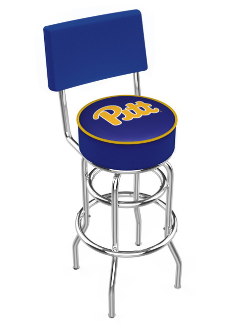 Pittsburgh Panthers Chrome Double Ring Swivel Barstool with Back