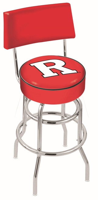 Rutgers Scarlet Knights Chrome Double Ring Swivel Barstool with Back