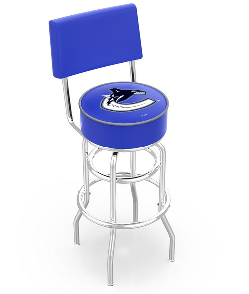 Vancouver Canucks Chrome Double Ring Swivel Barstool with Back