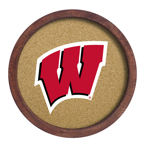 Wisconsin Badgers "Faux" Barrel Framed Cork Board