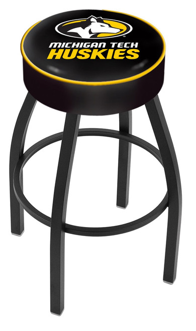 Michigan Tech Huskies Black Base Swivel Bar Stool