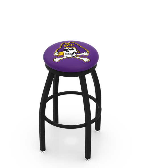 East Carolina Pirates Black Swivel Bar Stool with Accent Ring