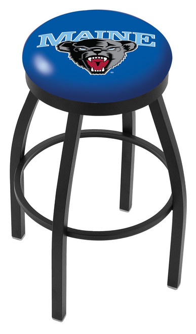 Maine Black Bears Black Swivel Bar Stool with Accent Ring