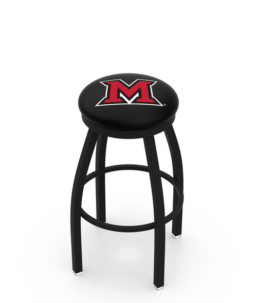 Miami of Ohio RedHawks Black Swivel Bar Stool with Accent Ring