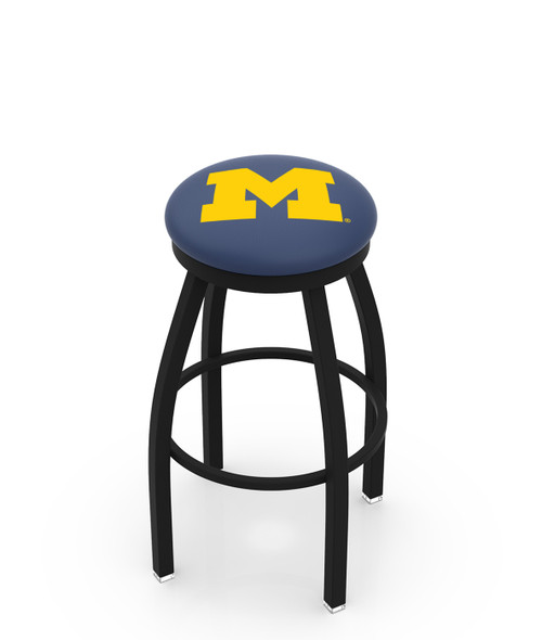 Michigan Wolverines Black Swivel Bar Stool with Accent Ring