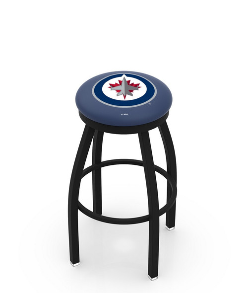 Winnipeg Jets Black Swivel Bar Stool with Accent Ring