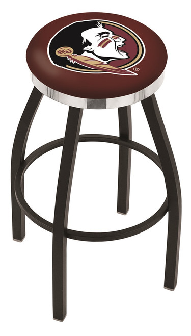 FSU Seminoles Black Swivel Barstool with Chrome Accent Ring