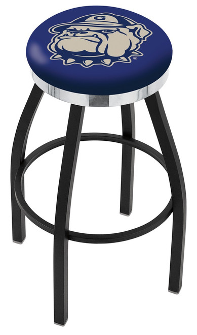 Georgetown Hoyas Black Swivel Barstool with Chrome Accent Ring