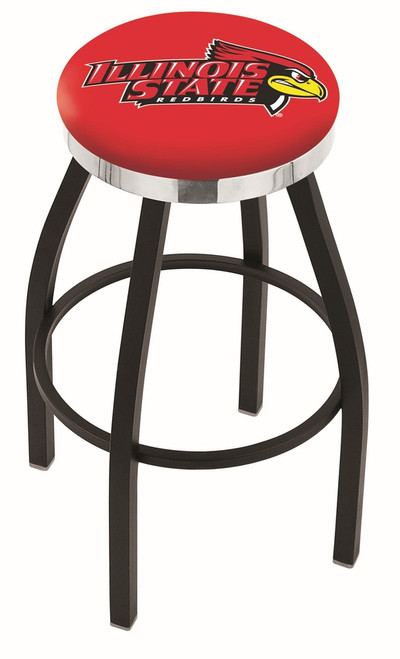 Illinois State Redbirds Black Swivel Barstool with Chrome Accent Ring