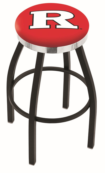 Rutgers Scarlet Knights Black Swivel Barstool with Chrome Accent Ring