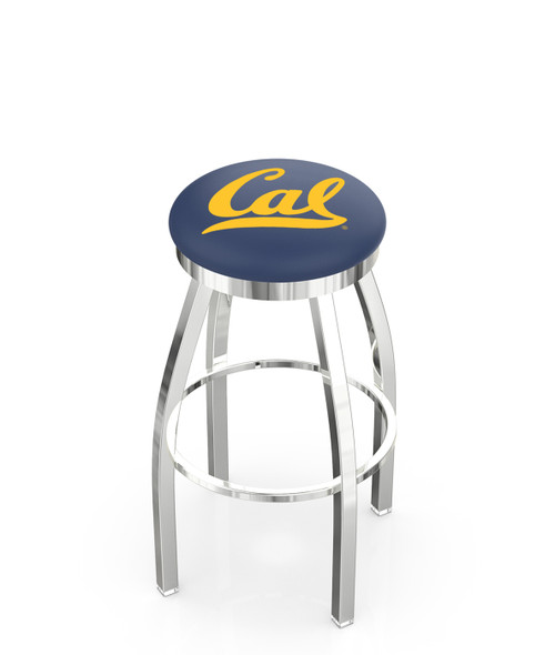 California Golden Bears Chrome Swivel Bar Stool with Accent Ring