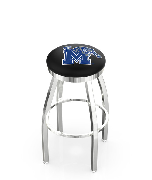 Memphis Tigers Chrome Swivel Bar Stool with Accent Ring