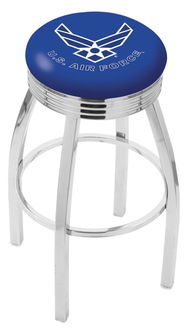 Air Force Falcons Chrome Swivel Barstool with Ribbed Accent Ring