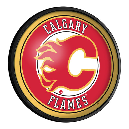 Calgary Flames Round Slimline Lighted Wall Sign