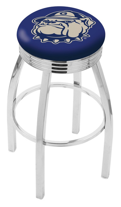 Georgetown Hoyas Chrome Swivel Barstool with Ribbed Accent Ring