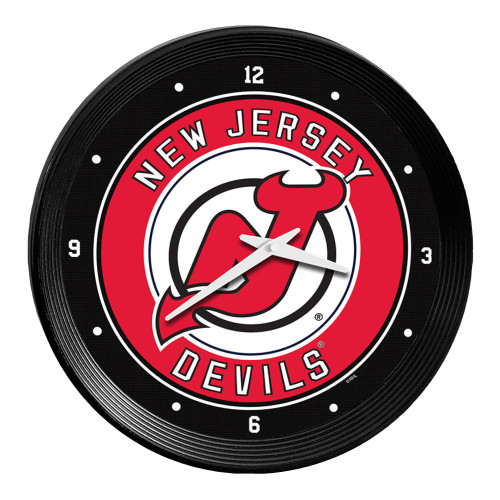 New Jersey Devils Ribbed Frame Wall Clock