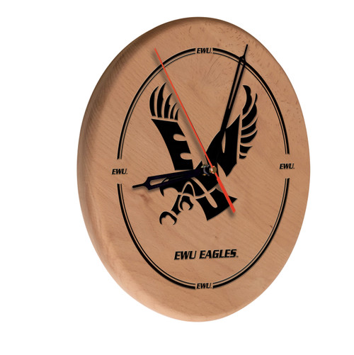 Eastern Washington Eagles Laser Engraved Wood Clock