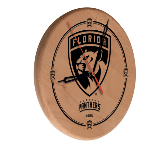 Florida Panthers Laser Engraved Wood Clock