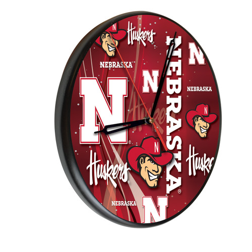 Nebraska Cornhuskers Digitally Printed Wood Clock