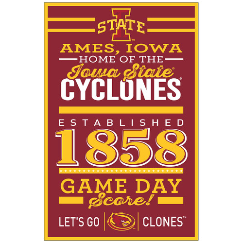 Iowa State Cyclones Established Wood Sign