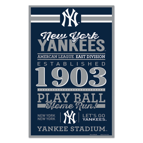 New York Yankees Established Wood Sign