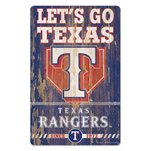 Texas Rangers Slogan Wood Sign