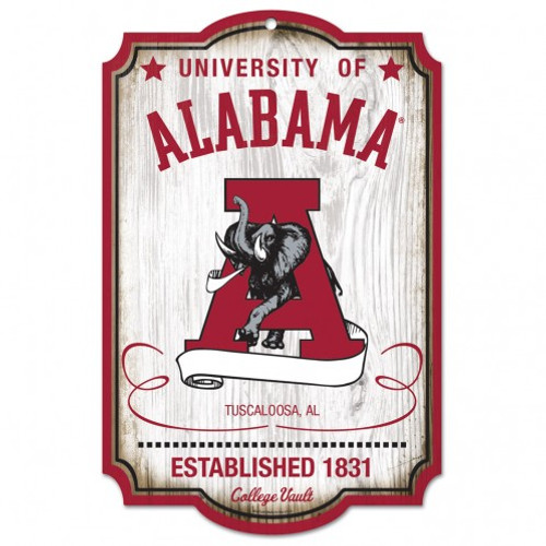 Alabama Crimson Tide College Vault Wood Sign