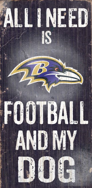 Baltimore Ravens Football & Dog Wood Sign