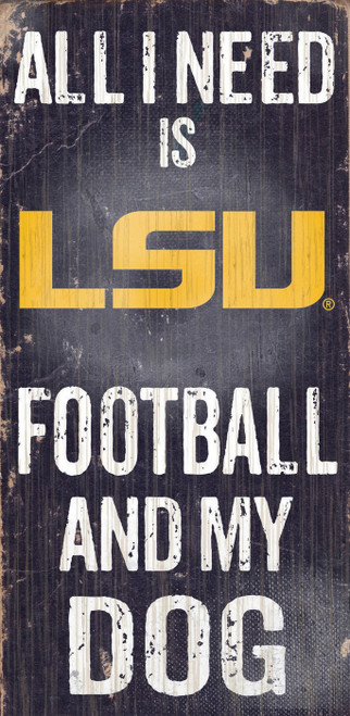 LSU Tigers Football & Dog Wood Sign