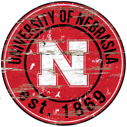 Nebraska Cornhuskers 24" Round Wood Sign