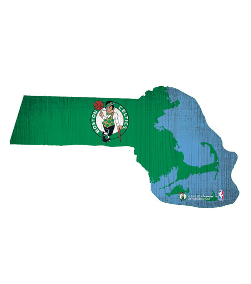 Boston Celtics State Shape Wood Sign