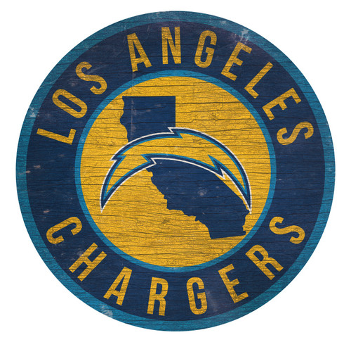 Los Angeles Chargers Round State Wood Sign