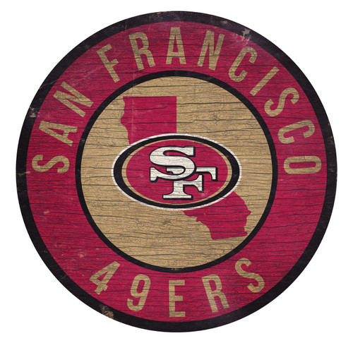 San Francisco 49ers Round State Wood Sign