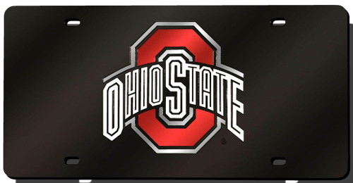 Ohio State Buckeyes Laser Cut Black License Plate