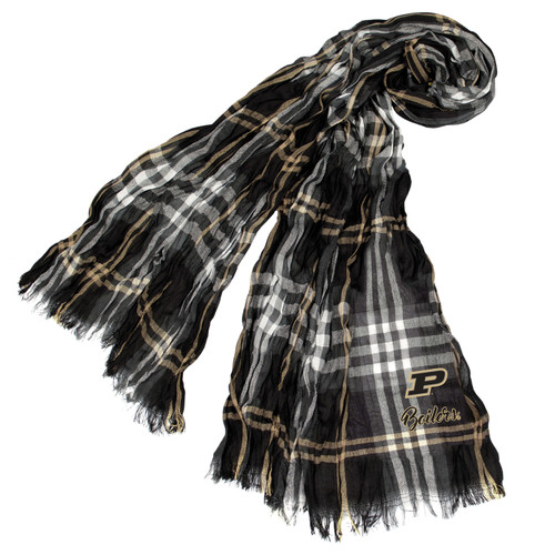 Purdue Boilermakers Plaid Crinkle Scarf