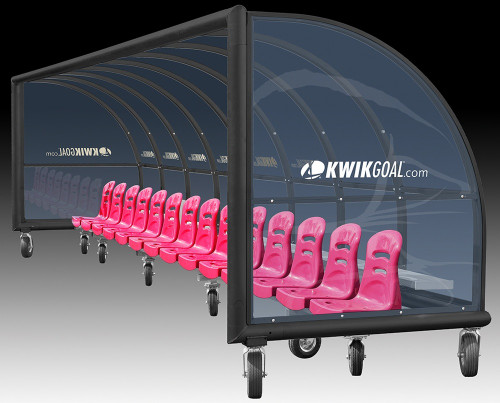 Kwik Goal Semi-Permanent Elite Shelter with Molded Seats with Wheels - 9 ft