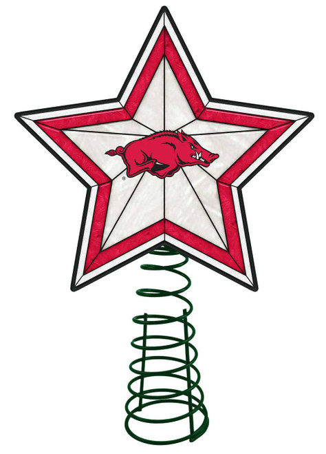 Arkansas Razorbacks Light Up Art Glass Tree Topper