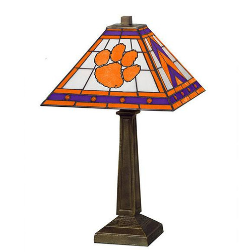 Clemson Tigers Stained Glass Mission Table Lamp