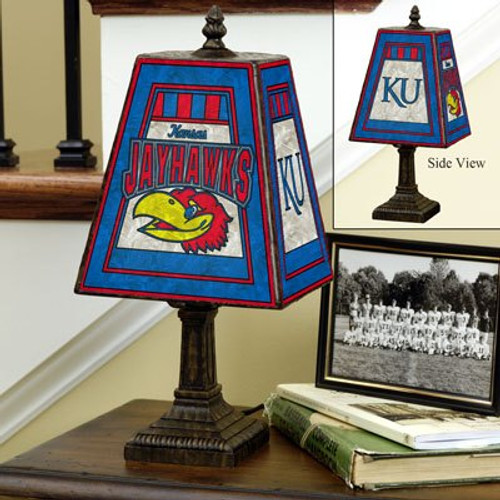 Kansas Jayhawks NCAA Hand-Painted Art Glass Table Lamp