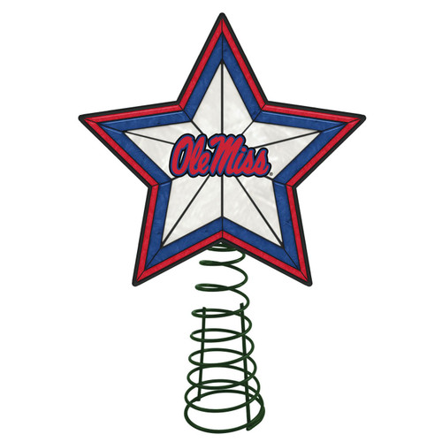 Mississippi Rebels Light Up Art Glass Tree Topper